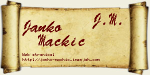 Janko Mačkić vizit kartica